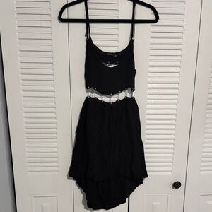 Black Cutout Crop Top & High-Low dress